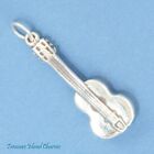 Acoustic Guitar Music Instrument 3D 925 Solid Sterling Silver Charm Pendant
