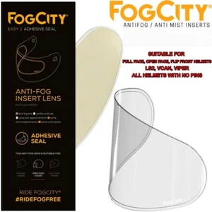 FOG CITY UNIVERSAL MOTORCYCLE HELMET FOG FREE ANTI FOG VISOR INSERT - Picture 1 of 4