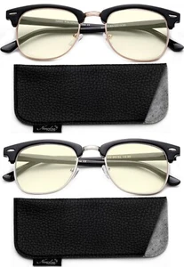Gafas de PC con bloqueo de luz azul, reducen la fatiga ocular, medio borde retro ovalado vintage - Imagen 1 de 16