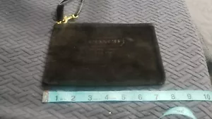 Pre-owned COACH Black Suede/Leather Wristlet Pouch - Picture 1 of 2