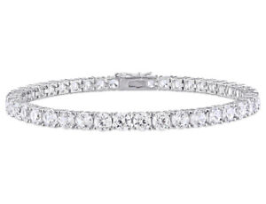 Lab-Created White Sapphire 14.24 Carat (ctw) Tennis Bracelet in Sterling Silver