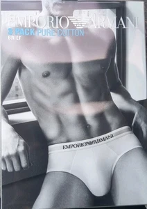 3-Pack Pure Cotton Brief Emporio Armani Underwear Men's SZ M White New In Box - Picture 1 of 5