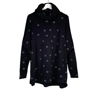 Mama B Tunika Kleid 60" Brustumfang schwarz Punkte gepunktet Wasserfall Rollkragen Lagenlook kunstvoll - Bild 1 von 14