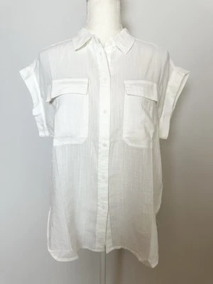 Blusa Gap para mujer con botones talla S blanca bolsillos mangas cortas Foto 1 de 4