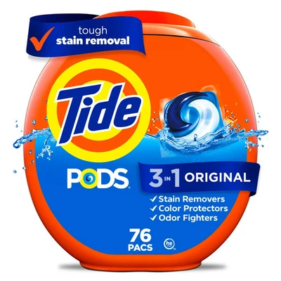 Tide PODS Liquid Laundry Detergent Pacs, Original Scent, 76 Count - Image 1 of 4
