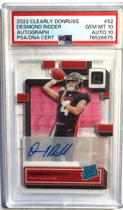 DESMOND RIDDER 2022 CLEARLY DONRUSS ROOKIE AUTOGRAPH PSA 10 GEM MINT -POP 3!! - Picture 1 of 2
