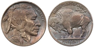 Монета номиналом 5 центов 1926-D PCGS Choice XF Details с изображением буйвола — частично блеск, цветной тон, без резерва! - Изображение 1 из 4