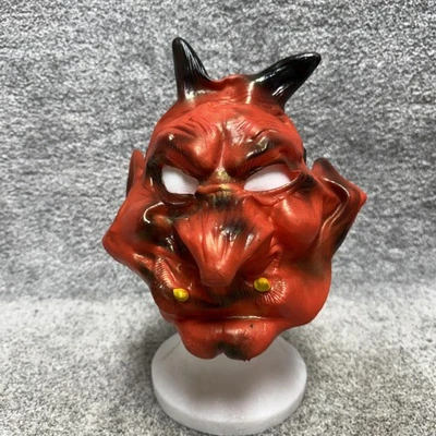 Máscara Disfraz Halloween Cara Demonio Diablo Rojo De Colección Adulto Plástico Terror Fiesta Foto 1 de 4