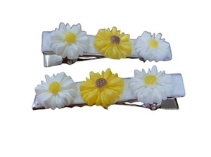 Sunflower And Daisy Alligator Clip For Little Girls Handmade NEW Church Playdate - Picture 1 of 5
