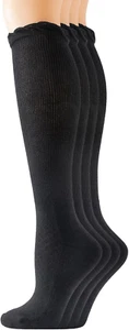 Yomandamor 4 Paar Damen Diabetiker Kniehoch Nahtlos Socken Schwarz Lang Spitze Non-Bi - Bild 1 von 12