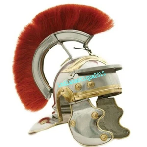 Medieval Roman Crusader Helmet With Red Plume Armor Costume Halloween Gift - Picture 1 of 2