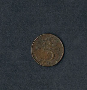 MONEDA DE 5 CENTAVOS REINA JULIANA CIRCULADA DE LOS PAÍSES BAJOS - ELIGE FECHA - Imagen 1 de 9