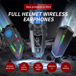 Bluetooth 5.4 Motorcycle Helmet Headset Headphone IPX6 Waterproof Earphone - Picture 1 of 13