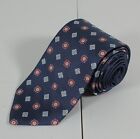 Brooks Brothers Silk Necktie Blue Geometric Tie Woven Italy Made USA