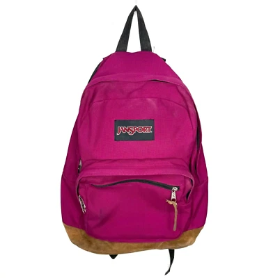 Jansport Originals 帆布麂皮绒底部 15 英寸笔记本电脑学校旅行背包紫色 — 第 1/4 张图片
