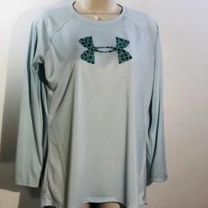 UNDER ARMOUR Youth Activewear Size YXL Teal Blue Shirt Stretch Athletic Loose - Picture 1 of 9