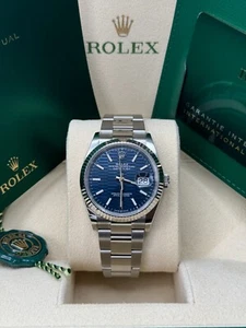 Rolex Datejust 36 NEW 2024 Blue Motif Dial 126234 Oyster Bracelet Fluted Bezel - Picture 1 of 9