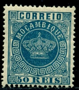 1881 Königliche Krone, endgültig, Portugal, Mosambik, Mi. 14A, 50R, perf12.5, MLH - Bild 1 von 2