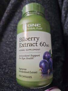 GNC Bilberry Extract 60mg 100 Capsules EXP 06/2025 SEALED NEW Free Shipping 