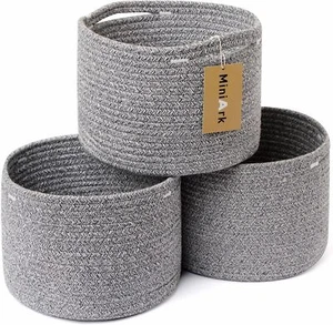 Small Storage Basket for Organizing | Cube Shelf Closet L9.7×W9.7×H7.1, Grey - Picture 1 of 7