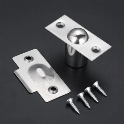 1Pc Door Catch Silver Stainless Steel Ball Catch for Double Closet Door Cupboard - Image 1 of 4