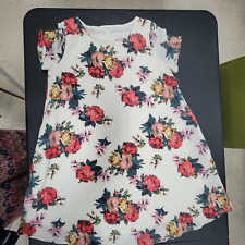 Women's Dress Size S Off White Coral Burgundy Green Gorgeous Floral Print Pretty