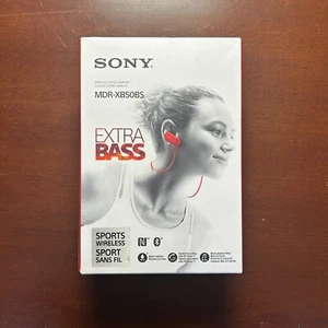 Sony Sports Wireless Earphones Red MDR-XB50BS Water Resistant Voice New Boxed! - Picture 1 of 6