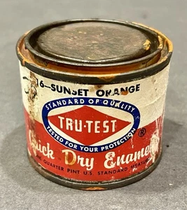 Vintage 1960’s-70’s True Value Tru-Test Sunset Orange #16 1/4 Pint Paint Can - Picture 1 of 7