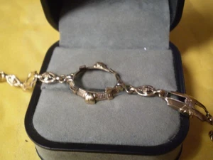 10K Yellow Gold Vintage Ladies Link Bracelet w/Stone Setting          4.2 grams - Picture 1 of 4