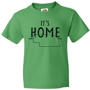 Inktastic It's Home- State Of Nebraska Outline Distressed Text Youth T-Shirt Tee - Picture 1 of 8