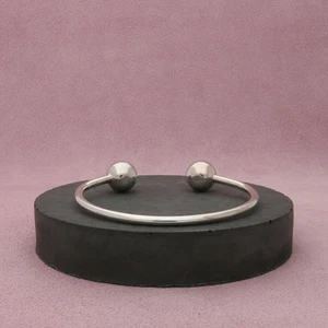 sterling silver vintage bead end cuff bracelet size 7in - Picture 1 of 3
