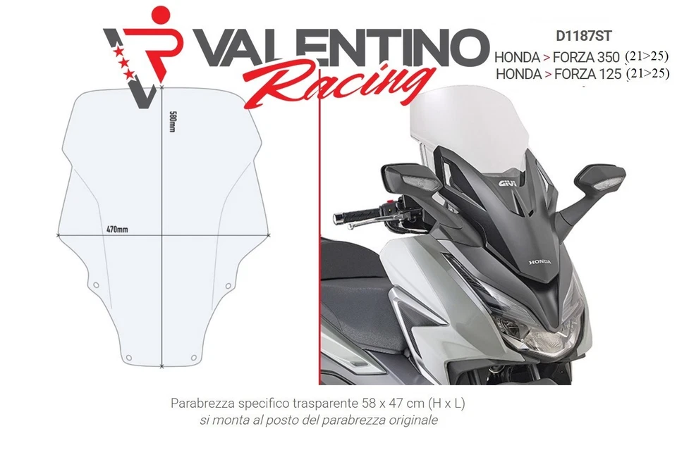 GIVI D1187ST PARABREZZA HONDA 125 350 FORZA 2021 2022 2023 2024 2025 ALTO - Immagine 1 di 1