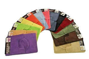 3 PC Bath Rug Set Contour Mat Lid Cover Bathroom Mats Hailey , 18 Solid Colors - Picture 1 of 33