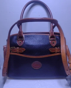 Dooney & Bourke Savvy Sable Large Satchel Buckle Bag Black & Tan 11.5"x8.5"x4.5" - Picture 1 of 17