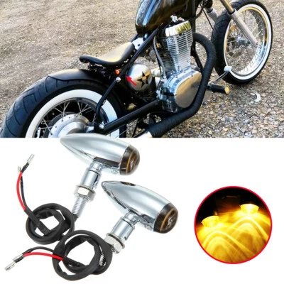 2x Señales de giro halógenas bala cromadas para bobber Yamaha XVS 650 125 250 950 1100 Foto 1 de 4