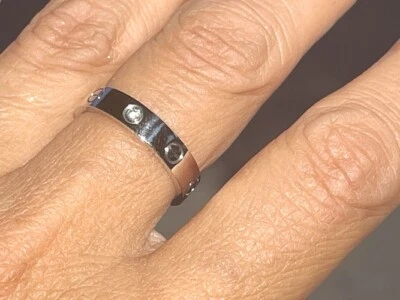 Alianza de boda Cartier Love de oro blanco de 18 quilates 1 diamante 0,02 quilates con caja y papeles  Foto 1 de 4