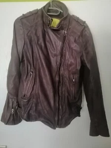 Witty Knitters Lederjacke Bikerjacke Damen Leder Jacke Gr. M weinrot - Bild 1 von 11