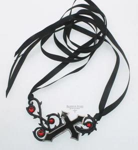 DISCONTINUED Alchemy Gothic Murnan Cross Of Sorrow Necklace P720 Goth Cross Red - Picture 1 of 8