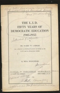 1955L.I.D. LEAGUE FOR INDUSTRIAL DEMOCRACY 50 YEARS DEMOCRATIC EDUCATION 1905-55 - Picture 1 of 1