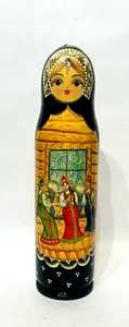 Vintage Russian Matryoshka Handmade with Gold Vodka Bottle Holder 12.5" Tall - Picture 1 of 15