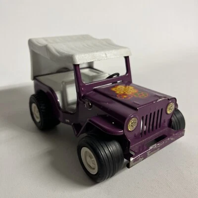 Vintage 70s Tonka Pressed Steel Purple Jeep with White Top Flower Decal - Image 1 of 4