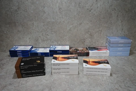 LARGE LOT OF 27 UNITED STATES MINT PROOF SETS 2006 - 2019 W BOX COINS & COA Cover
