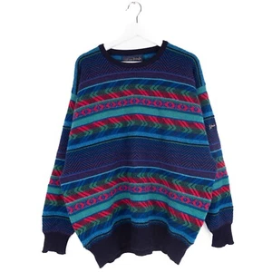 Pringle Nick Faldo Knitted Jumper Mens LARGE Multicolour Textured Round Neck - Picture 1 of 14