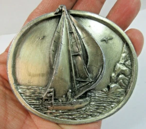 Bergamot Brass Works V-146 1983 velero náutico barco costa cinturón hebilla - Imagen 1 de 8