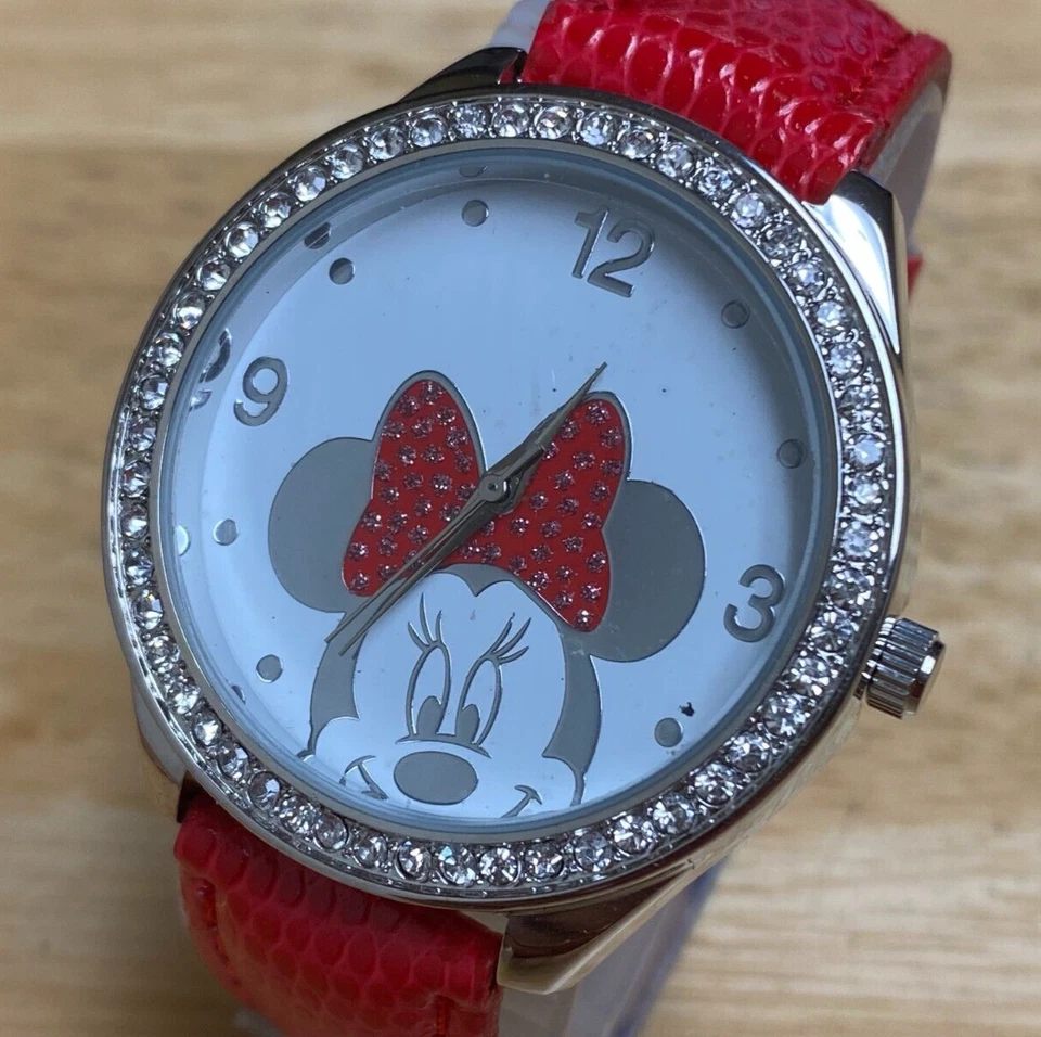 Reloj de Cuarzo Analógico Disney Mickey By Accutime Plata Estrás ~ Batería Nueva Foto 1 de 4