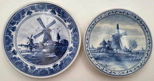 2 Small Vintage Delft Blauw Holland Windmill Plates - 1 Frits Lagewaardt 339.15 - Picture 1 of 5