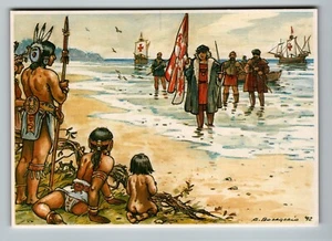 Columbus Postcard signed G. Boccaccio 500 anniversary of America discovery - Picture 1 of 2