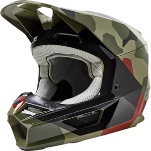 Fox V1 BNKR Motorcycle Helmet Green Camo - Picture 1 of 5