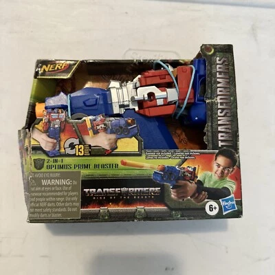 HASBRO TRANSFORMERS RISE OF THE BEASTS NERF 2-IN-1 OPTIMUS PRIME BLASTER 10 dart - Image 1 of 3