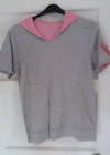 Ringspun Unisex Grey Pink  Hooded T shirt Sample Medium